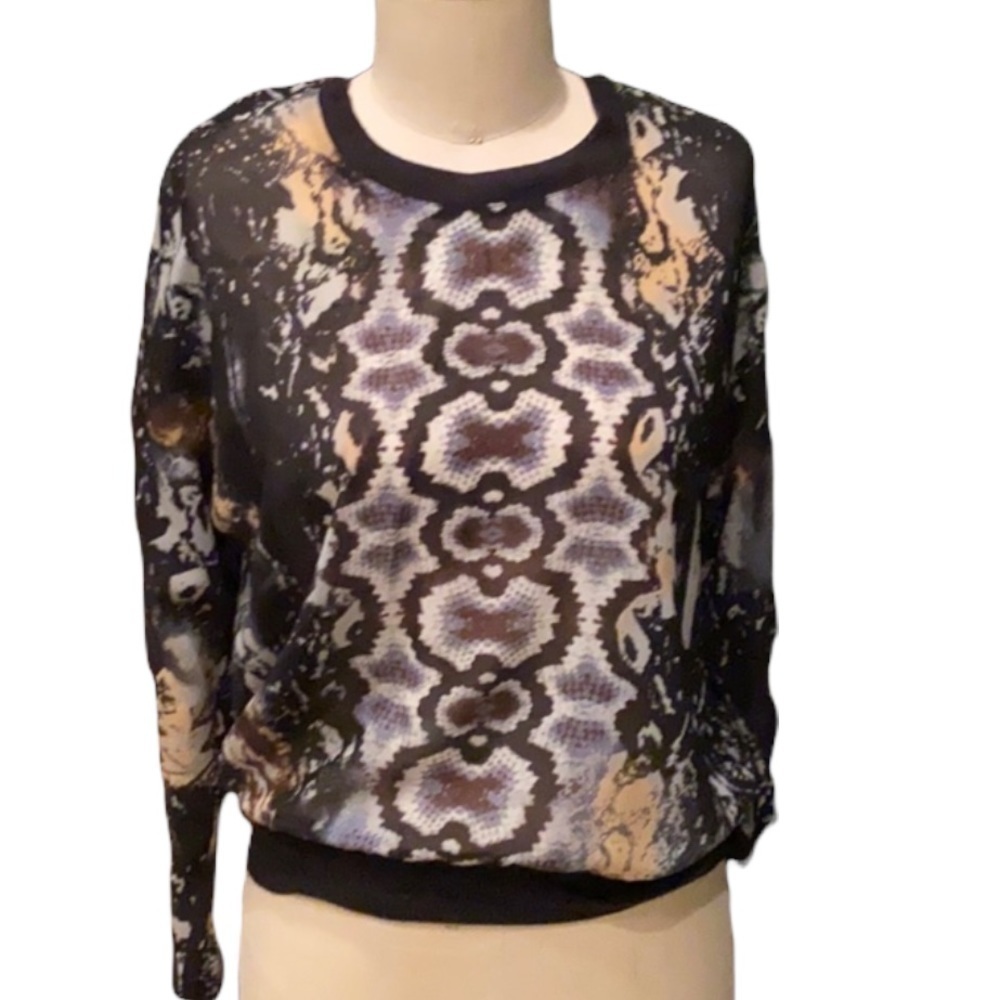 CAbi Python Snake Print Sweatshirt Style Blouse SZ S - Picture 3 of 11